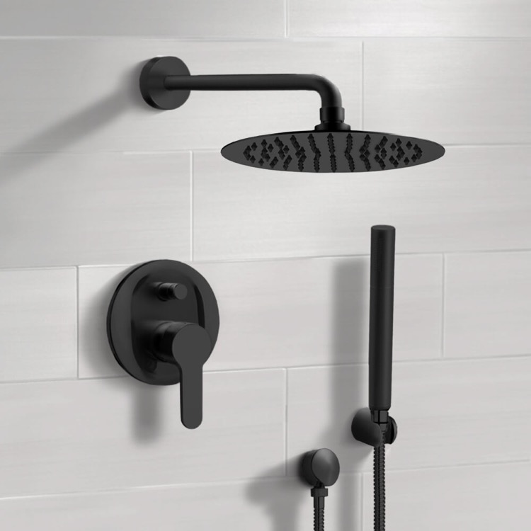 Remer SFH34-10 Matte Black Shower System With 10 Inch Rain Shower Head and Hand Shower